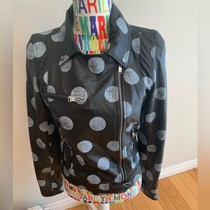 PINK Victoria's Secret Black Leather Polka Dot Moto Jacket